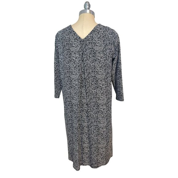 J Jill Wearever Collection Jersey Dress Black White Print Pockets Small - Picture 3 of 4